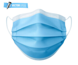 Vector realistic illustration of a medical face mask on a white background.