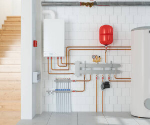 Home Interior With Boiler System In Basement