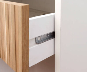 detail of metal drawer slide