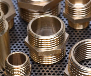 Brass Fittings for Water and Gas on Metal Surface
